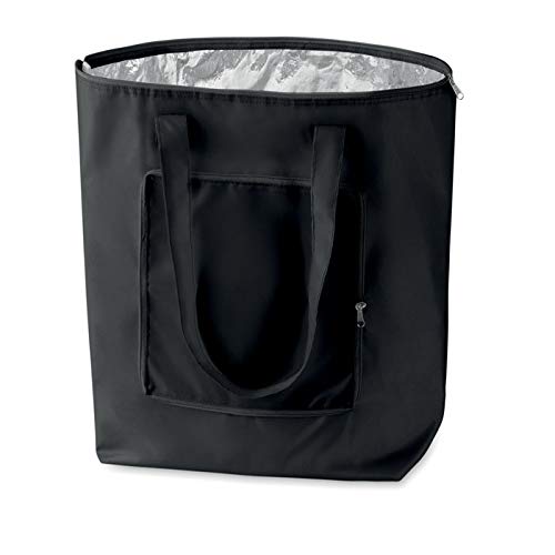 Publiclick® Lote 5 unidades Bolsa compra isotérmica pleg. PLIC negro,Medidas 41X14X44 CM,Bolsa isotérmica plegable de poliéster 210T con lámina de aluminio en el interior.