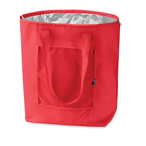 Publiclick® Lote 5 unidades Bolsa compra isotérmica pleg. PLIC rojo,Medidas 41X14X44 CM,Bolsa isotérmica plegable de poliéster 210T con lámina de aluminio en el interior.