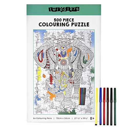Puzzle de 500 Piezas para Construir y Colorear con 6 Rotuladores (70x50cm) - Creativa Manualidades, Niños y Adultos Rompecabezas y Juego Familiar