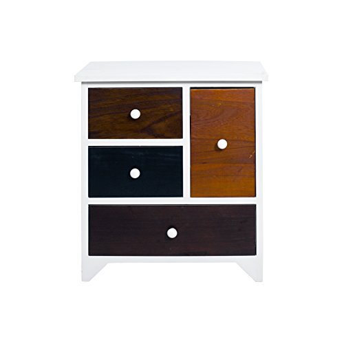 Rebecca Mobili Aparador para baño, cómoda Cocina con 4 cajones, MDF Madera Paulownia, Blanco marrón, Retro Vintage- Medidas: 52 x 47 x 33 cm (AxANxF) - Art. RE4338 Rebecca Mobili Aparador para baño, cómoda Cocina con 4 cajones, MDF Madera Paulownia, Blanco marrón, Retro Vintage- Medidas: 52 x 47 x 33 cm (AxANxF) - Art. RE4338