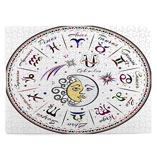Rompecabezas de 500 piezas para adultos 20.5*15 pulgadas de madera Signos del zodiaco Horóscopo Puzzle Para Niños Niñas Mayores Regalos