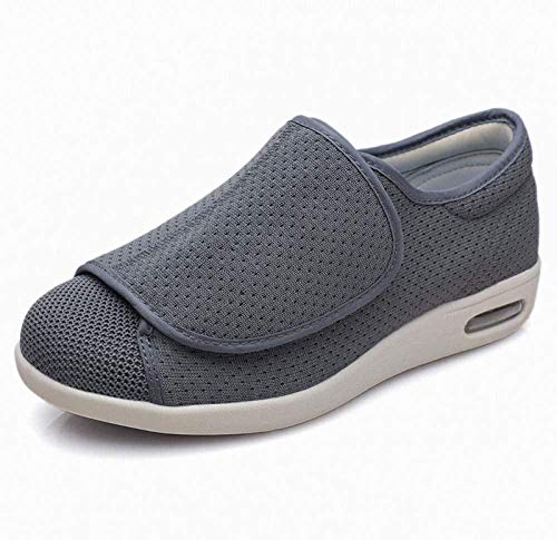 RSVT Zapatillas con Adhesivo Ajustable,Zapatos de Velcro Ajustables, Zapatos de Malla para hinchazón del pie-B Gris_43
