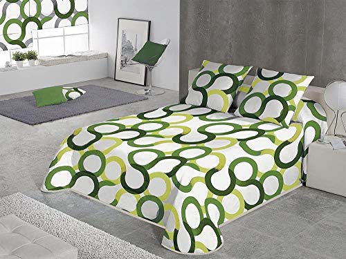 SABANALIA - Colcha Aros (Disponible en Varios tamaños y Colores), Cama 105-200 x 280, Verde