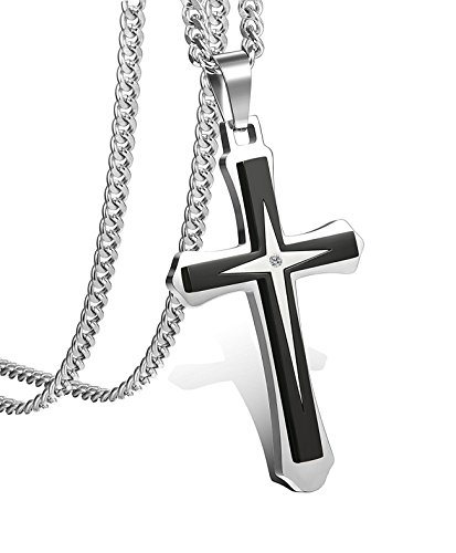 sailimue Acero Inoxidable Collares Hombre Colgante Cruz Negro 56cm 61cm 76cm sailimue Acero Inoxidable Collares Hombre Colgante Cruz Negro 56cm 61cm 76cm
