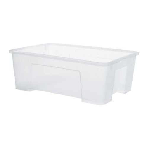 SAMLA Caja transparente, Ancho: 39 cm Profundidad: 28 cm Altura: 14 cm Capacidad: 11 l, Perfecto para equipos deportivos, herramientas de jardinería o accesorios de lavandería y limpieza.