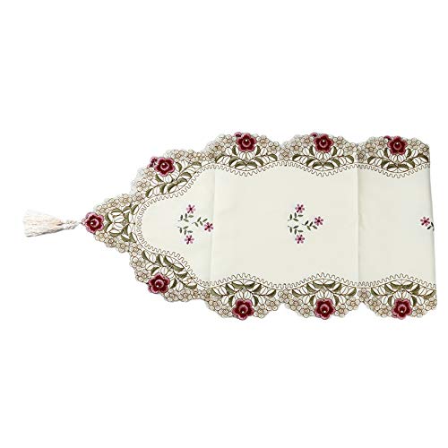 Schwenly - Camino de mesa vintage con bufandas bordadas, diseño floral, para decoración de comedor, 40 x 150 cm