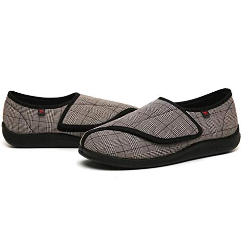 SHANGN Zapatos para Caminar para Diabéticos para Hombres Pantuflas Comfort De Ancho Ancho para Personas Mayores Pies Hinchados Ancianos,Brown-EU49/295mm