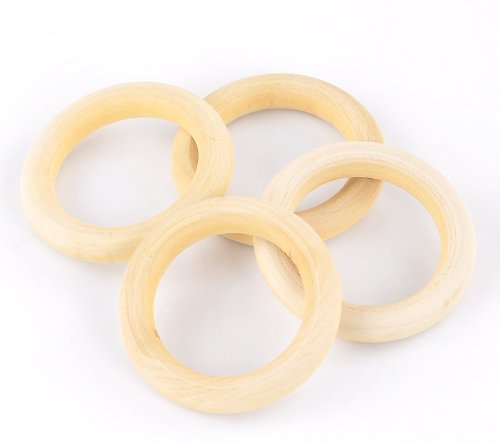 SiAura Material ® - 5 anillos de madera de 56 mm con agujero de 38 mm, grosor de 9 mm, colores naturales para manualidades y pintar.
