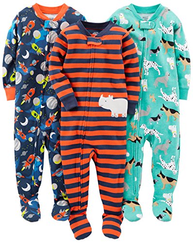 Simple Joys by Carter's pijama de algodón para bebés y niños pequeños, 3 unidades ,Dogs/Space/Rhino ,6-9 Meses Simple Joys by Carter's pijama de algodón para bebés y niños pequeños, 3 unidades ,Dogs/Space/Rhino ,6-9 Meses