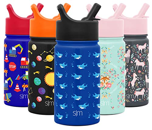 Simple Modern 415mL (14oz) Summit Botella de Agua con Tapa y Pajita - Frasco con Aislamiento Acero inoxidable Metal Niños Hydro Taza de Viaje Regalos para Hombres Mujeres Patrón: Mordida de Tiburón Simple Modern 415mL (14oz) Summit Botella de Agua con Tapa y Pajita - Frasco con Aislamiento Acero inoxidable Metal Niños Hydro Taza de Viaje Regalos para Hombres Mujeres Patrón: Mordida de Tiburón
