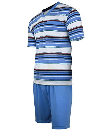 Soltice - Pijama corto de dos piezas para hombre en set, ropa de dormir a rayas de 100% algodón (M hasta 5XL) [M1] Skyblue XXX-Large