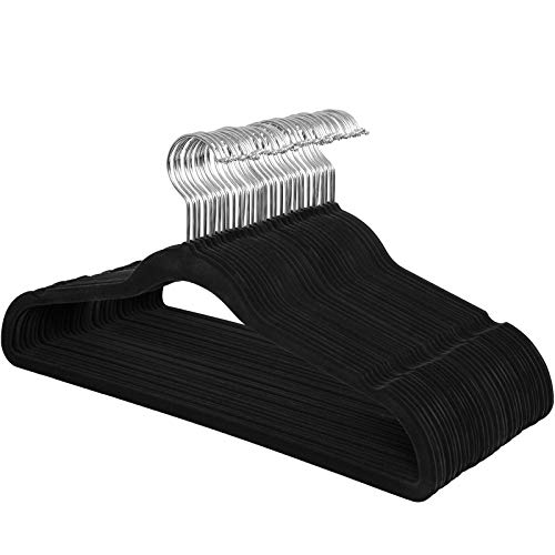 SONGMICS Juego de 30 Perchas Aterciopeladas, 42 cm de Largo, Finas y Duraderas, de Gran Capacidad de Carga, con Ganchos Giratorios de 360°, para Camisas de Abrigo Completas, Negro CRF26BK SONGMICS Juego de 30 Perchas Aterciopeladas, 42 cm de Largo, Finas y Duraderas, de Gran Capacidad de Carga, con Ganchos Giratorios de 360°, para Camisas de Abrigo Completas, Negro CRF26BK