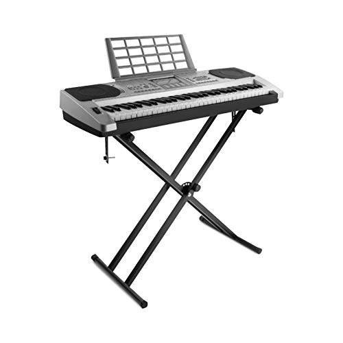 Soporte para teclado X, soporte para teclado de doble refuerzo Soporte para teclado doble estable, soporte para piano electrónico de escenario, con 7 niveles, soporte para teclado estable y antidesliz