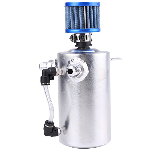 Tanque de captura de aceite 0.5L Motor de automóvil de aluminio universal Puede filtro de respiradero de depósito(SI-A0409-Plata)