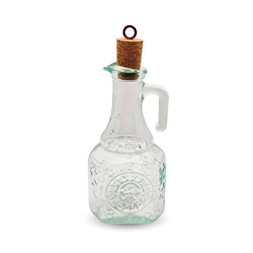 TAPAS & ENVASES RIOJA Vinagreras antigoteo de Cristal con asa y tapón de Corcho Incluido vinagrera aceitera Cristal de diseño con Capacidad para 250 ml (2 Unidades)