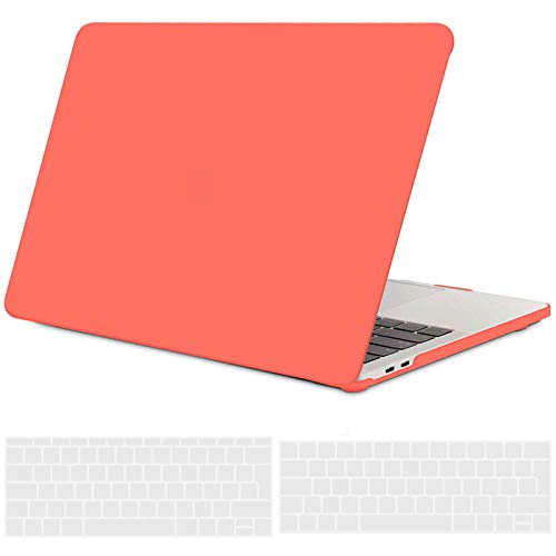 TECOOL Funda para MacBook Pro 13 2016 2017 2018 2019, Plástico Dura Case Carcasa + Tapa del Teclado para MacBook Pro 13.3 Pulgadas con/sin Touch Bar Modelo: A1706 A1708 A1989 A2159 - Coral Naranja