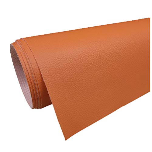 Tela de Cuero Sintético de Imitación de Cuero de 160 Cm de Ancho Tapicería de Tela de Cuero de Vinilo Material Texturizado Fondo Tela de Sofá- Naranja(Size:1.6x30m)