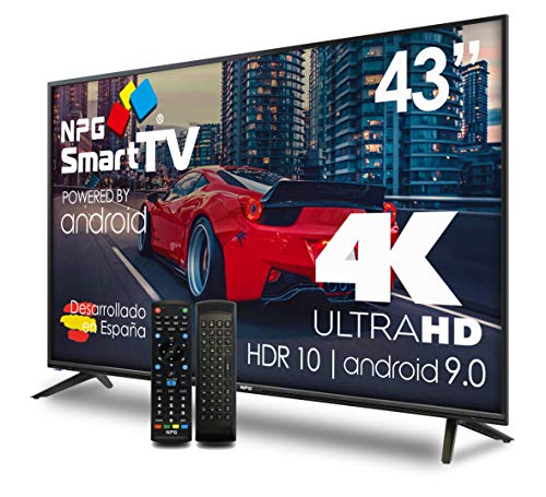 Televisor NPG LED 43" 4K UHD HDR Smart TV Android 9.0 + Smart Control QWERTY/Motion