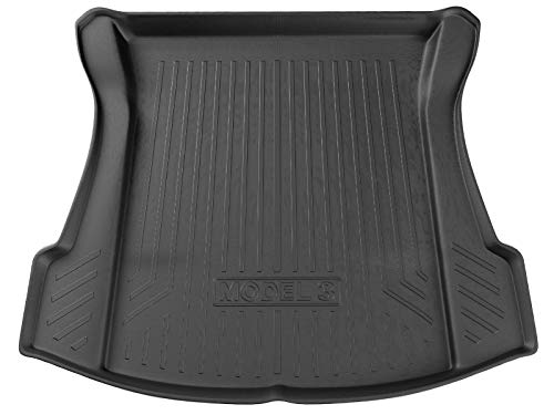 TLECTRIC Alfombrilla de maletero para Tesla Model 3, de goma, resistente al agua, borde alto para maletero trasero TLECTRIC Alfombrilla de maletero para Tesla Model 3, de goma, resistente al agua, borde alto para maletero trasero