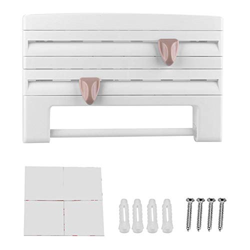 Toallero-Botella de almacenamiento de salsa Rejilla de pared Rejilla para toallas Dispensador de película protectora (blanco, aproximadamente 39 x 10 x 24 cm) Toallero-Botella de almacenamiento de salsa Rejilla de pared Rejilla para toallas Dispensador de película protectora (blanco, aproximadamente 39 x 10 x 24 cm)