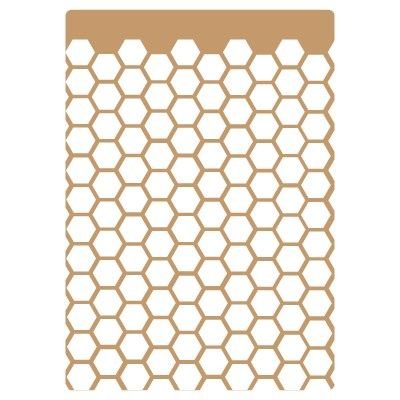 TODO-STENCIL Deco Fondo 008 Panel Hexágonos. Medidas aproximadas: Medida Exterior 20 x 30 cm Medida del diseño:15,9 x 25,8 cm