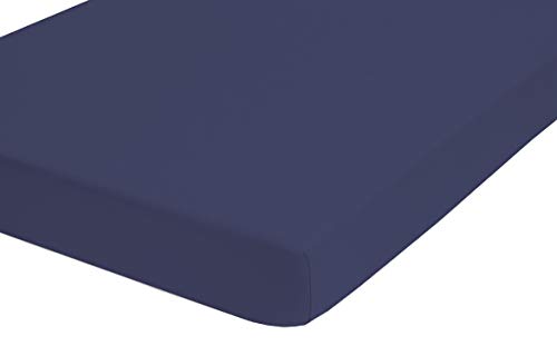 TOM TAILOR Sábana Ajustable en Jersey (Altura del colchón máx. 22 cm) 90x190 cm ->100x200 cm, Azul índigo