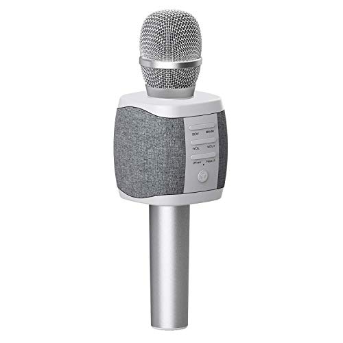 TOSING XR Micrófono de Karaoke Inalámbrico Bluetooth, Potencia de Volumen Más Alta 10W, Más Bajo, 3-en-1 Máquina de Micrófono Portátil de Altavoz Portátil para Android/PC (light grey)