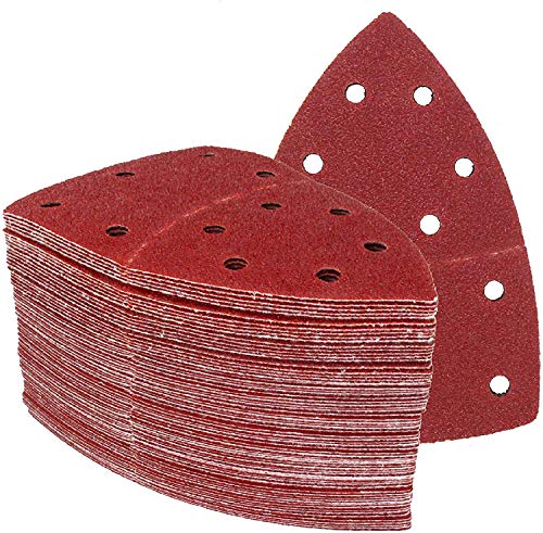 Triángulo de lijado Prio, 100 unidades, 11 orificios, 105 x 152 mm, grano 40, para lijadoras múltiples, almohadillas triangulares, papel de lija