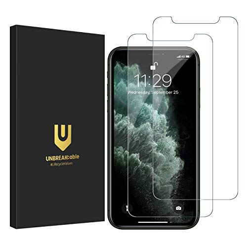 UNBREAKcable Protector Pantalla para iPhone 11 Pro/XS/X [2 Pack], con Guía Marco, Series de Doble Defensa Premium Cristal Templado para iPhone 11 Pro/XS/X 5.8-Inch (2019)