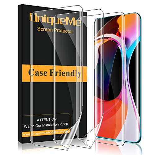 UniqueMe [3 Pack] Protector de Pantalla para Xiaomi Mi 10 / Mi 10 Pro, [Fácil instalación] [Huella Digital Disponible] HD Clear TPU Case Friendly Película Flexible de Cobertura Completa