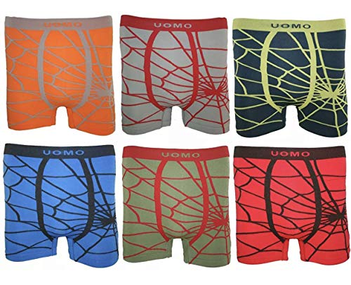 Uomo Pack de 12 Calzoncillos para Niños/Adolescestes SIN Costuras, Elásticos, Suaves y Cómodos. Colorido/Modelos Modernos, Fabricados en Microfibra (Spider, 14-16 Años)