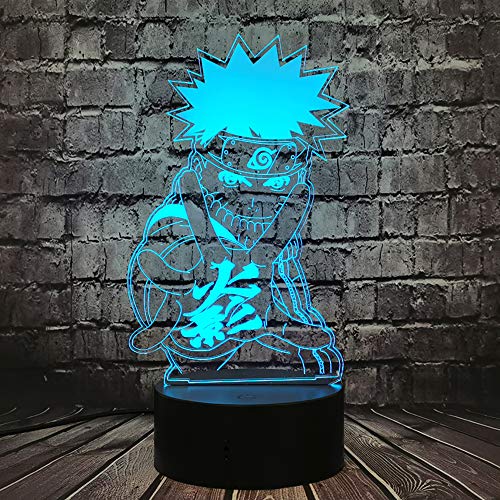 Uzumaki Naruto - Lámpara de noche LED de intensidad regulable 3D USB con mando a distancia con sensor de movimiento, lámpara de lava, Navidad, recuerdo para niña, niños, juguetes para bebé