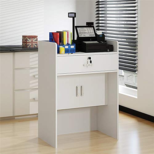 VHGYU Mostrador De Recepcion Moderno Madera de Soporte de la Caja registradora mostrador de recepción con Doble Puerta del gabinete, 60x40x92cm (Color : White, Size : 60x40x92cm) VHGYU Mostrador De Recepcion Moderno Madera de Soporte de la Caja registradora mostrador de recepción con Doble Puerta del gabinete, 60x40x92cm (Color : White, Size : 60x40x92cm)