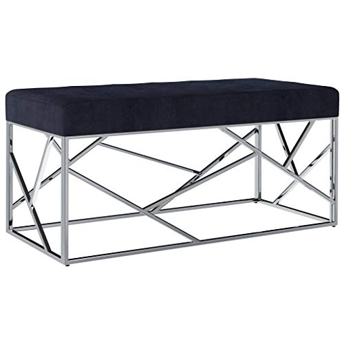 vidaXL Banco de Acero Inoxidable y Terciopelo Negro 97cm Mobiliario Recibidor Almacenamiento Organizador Tapizado Terciopelo Diseño Moderno Elegante vidaXL Banco de Acero Inoxidable y Terciopelo Negro 97cm Mobiliario Recibidor Almacenamiento Organizador Tapizado Terciopelo Diseño Moderno Elegante