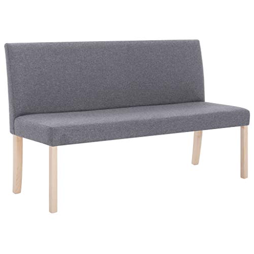 vidaXL Banco de Poliéster 139,5 cm Gris Claro Asiento Taburete Silla Banquillo Banquito Sillón Mueble Mobiliario Hogar Salón Comedor Cocina