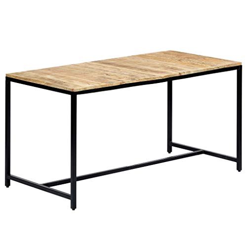 vidaXL Mango Mesa Comedor Industrial Diseño Moderno Rústico Madera Maciza en Bruto Mueble Salón Cocina Interior Exterior Rectangular Negro Marrón