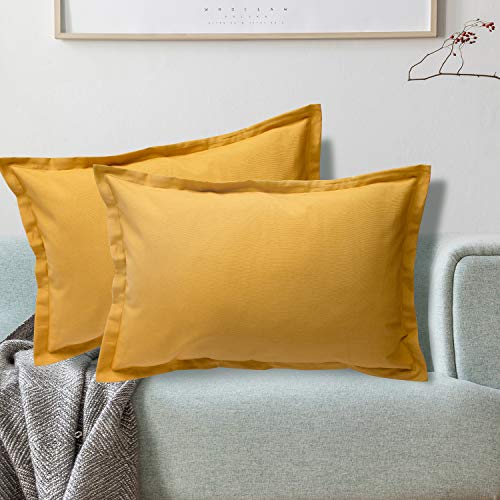 Viste tu hogar Pack 2 Fundas de Cojin 40x60 cm, Algodón y Poliéster, para Decoración de Hogar en Color Azul Amarillo Liso. Viste tu hogar Pack 2 Fundas de Cojin 40x60 cm, Algodón y Poliéster, para Decoración de Hogar en Color Azul Amarillo Liso.