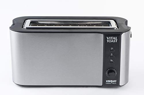 VITAL TOAST TOSTADORA CAPACIDAD DOS TOSTADAS RANURA XL. 1000W DE POTENCIA FUNCION DESCONGELADO Y RECALENTAR. 6 NIVELES DE POTENCIA Y PARRILLA POP UP PARA PANECILOS Y BOLLERIA DE XSQUO USEFUL TECH