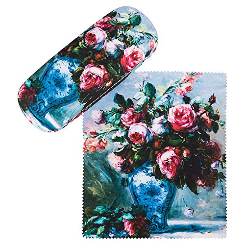 von Lilienfeld Estuche Gafas Flor Florero con rosas de Pierre-Auguste Renoir Funda Ligeramente Estable Colorido Paño de limpieza