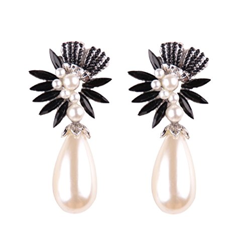 WANGLETA Stud Earrings gota aretes de Regalo para la mujer elegante taracea geométricas diamond Pearl Earrings ear negro colgante