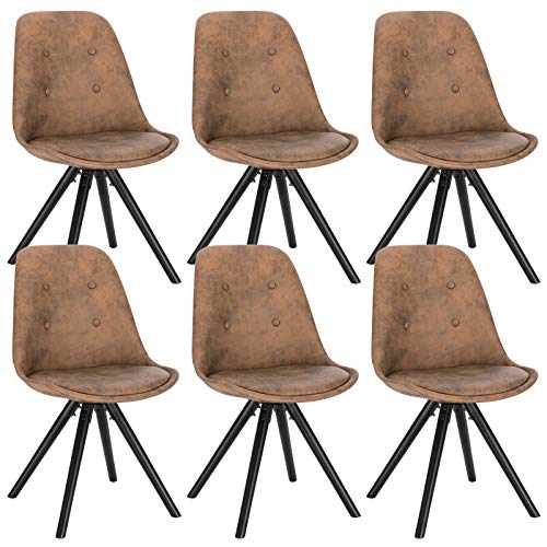 WOLTU 6X Sillas de Comedor Nórdica Asiento de Tela Estilo Vintage Pata de Madera Maciza con Respaldo Sillas Diseño Moderno Marrón Oscuro BH268dbr-6 WOLTU 6X Sillas de Comedor Nórdica Asiento de Tela Estilo Vintage Pata de Madera Maciza con Respaldo Sillas Diseño Moderno Marrón Oscuro BH268dbr-6