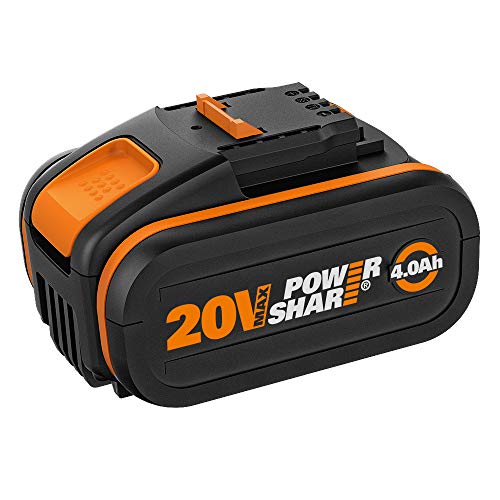 WORX WA3553 - Batería recargable de 20 V con indicador de carga integrado para todos los dispositivos Worx, batería de ion de litio PowerShare de 4000 mAh WORX WA3553 - Batería recargable de 20 V con indicador de carga integrado para todos los dispositivos Worx, batería de ion de litio PowerShare de 4000 mAh