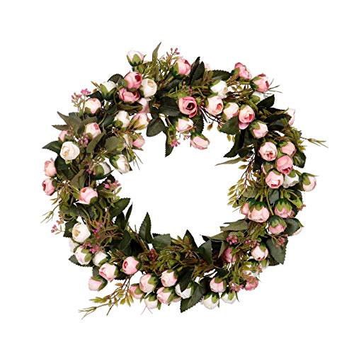 WOVELOT Corona de Flores de Navidad Guirnalda Rosado con Elegante Mejor para Casa Pared Puerta y Ventana Decoración Decoración de Boda