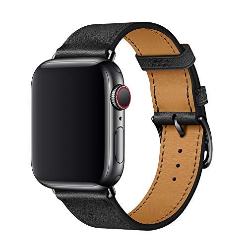 XCool Compatible con Correa Apple Watch 38mm 40mm, Cuero Negro para Hombres Mujer para iwatch SE Serie 6 Serie 5 Serie 4 Serie 3…