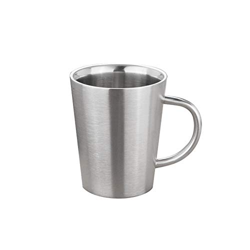 XQK Taza de café de doble pared de acero inoxidable prémium con aislamiento térmico de doble pared para beber té, café, sopa caliente (plateado)