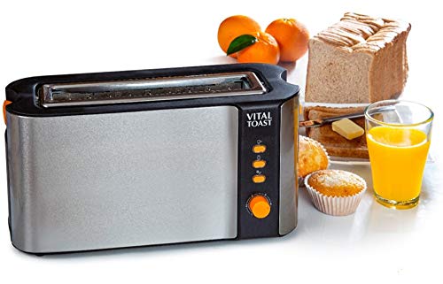 XSQUO Useful Tech Vital Toast TOSTADORA Capacidad Dos Tostadas Ranura XL. 1000W DE Potencia Funcion DESCONGELADO Y RECALENTAR. 6 Niveles DE Potencia Y Parrilla Naranja