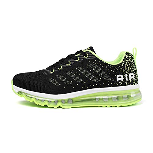 Zapatillas de Deportes Hombre Mujer Zapatos Deportivos Aire Libre para Correr Calzado Sneakers Gimnasio Casual Black Green 43 EU
