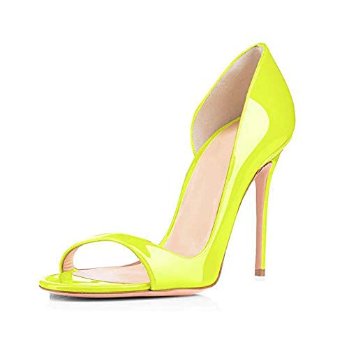 Zapatos de tacón alto para mujer, con diseño de degradado, sandalias de piel vacías de charol, simples y elegantes, para verano, B, 44