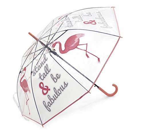 Zaska Parapluie Automatique Flament Rose En Polyester Blanc 58Cm Paraguas clásico, 70 cm, Blanco (Blanc)