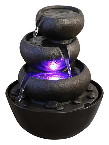 Zen'Light Jarre - Fuente de poliresina (18 x 18 x 22 cm), Color Negro
